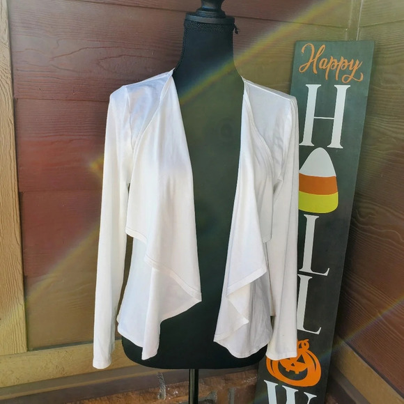 new covington petite women's white open front cardigan size large - Picture 4 of 9